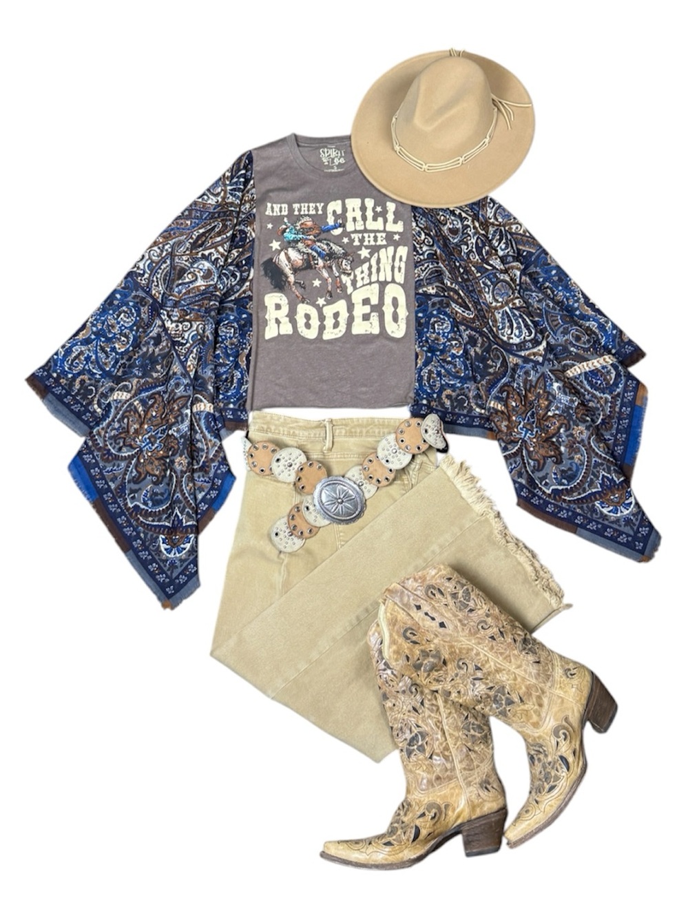 Rodeo Upcycled Graphic Tee - Western Boho Gypsy Size Small/Medium/Large/XL